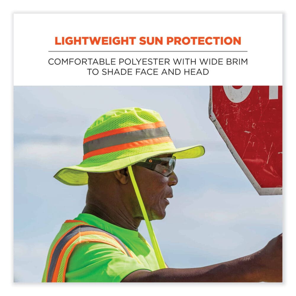 GloWear 8935 Hi-Vis Ranger Sun Hat, Polyester, Small/Medium, Lime, Ships in 1-3 Business Days - Image 6