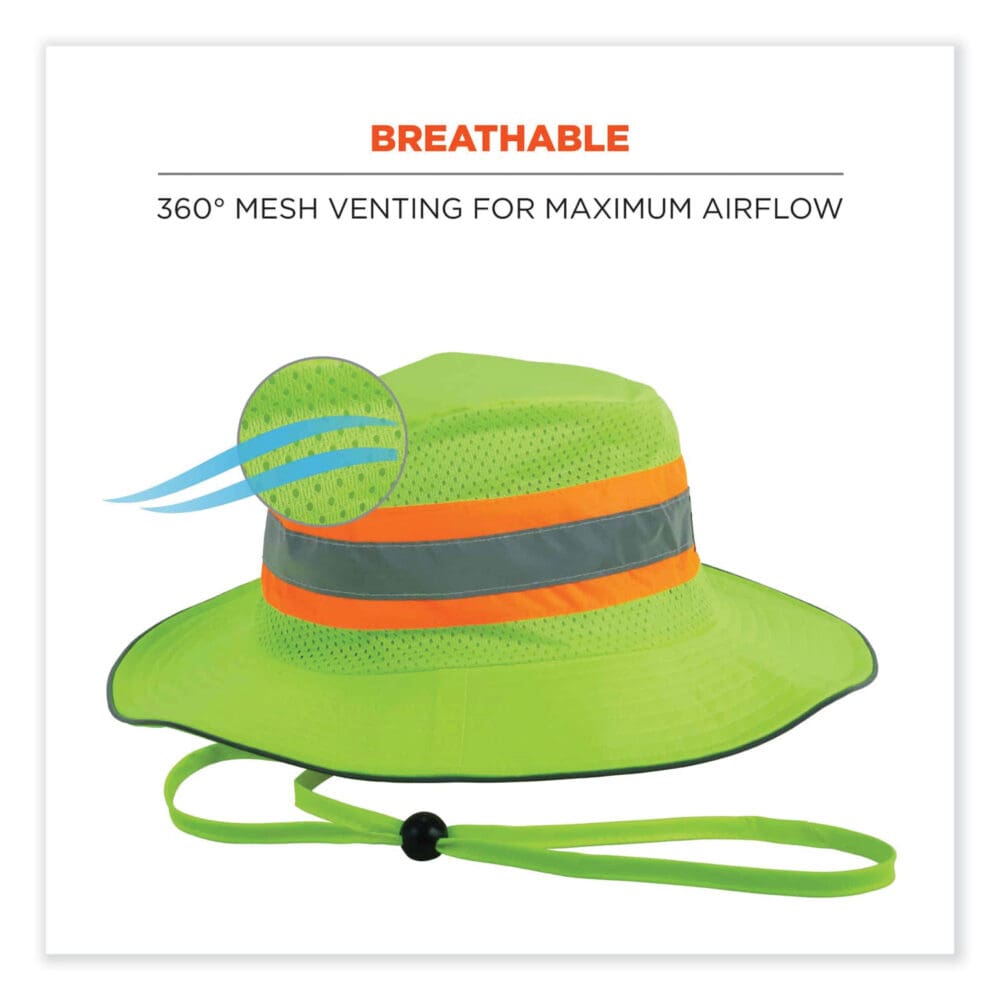 GloWear 8935 Hi-Vis Ranger Sun Hat, Polyester, Large/X-Large, Lime, Ships in 1-3 Business Days - Image 3