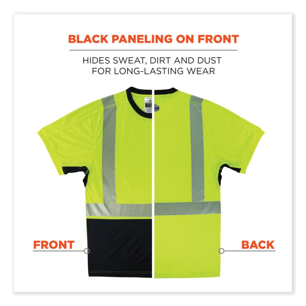 GloWear 8283BK Class 2 Lightweight Performance Hi-Vis T-Shirt, Polyester, Large, Lime, Ships in 1-3 Business Days - Image 5