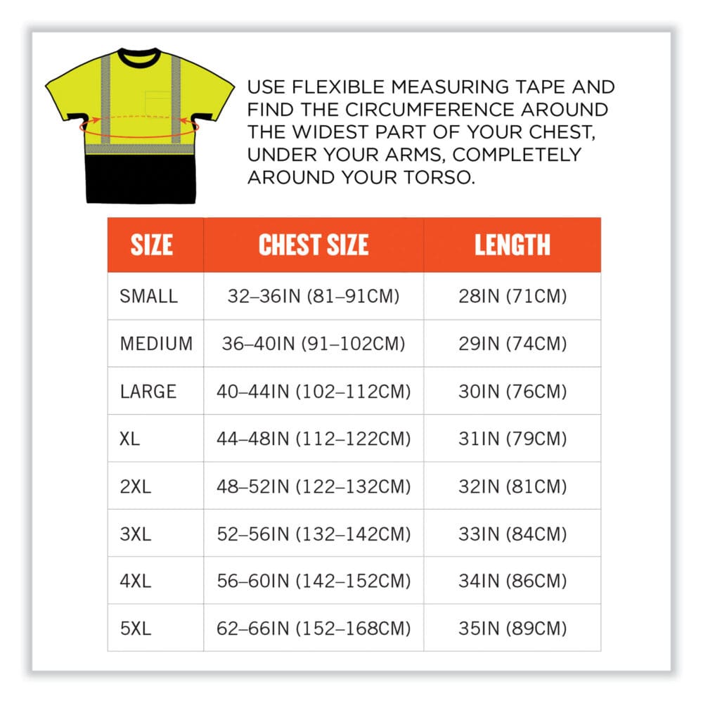 GloWear 8283BK Class 2 Lightweight Performance Hi-Vis T-Shirt, Polyester, 2X-Large, Lime, Ships in 1-3 Business Days - Image 8