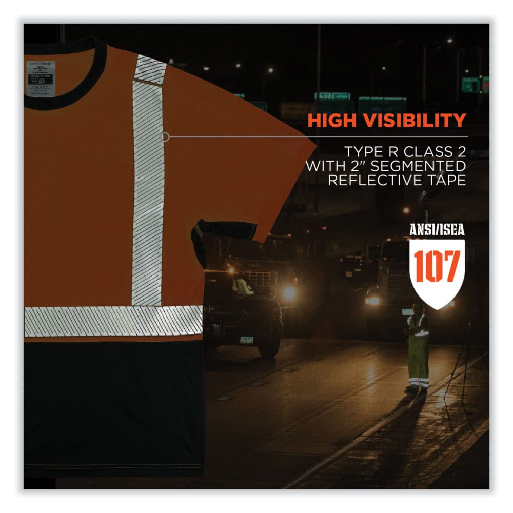 GloWear 8283BK Class 2 Lightweight Performance Hi-Vis T-Shirt, Polyester, Medium, Orange, Ships in 1-3 Business Days - Image 3