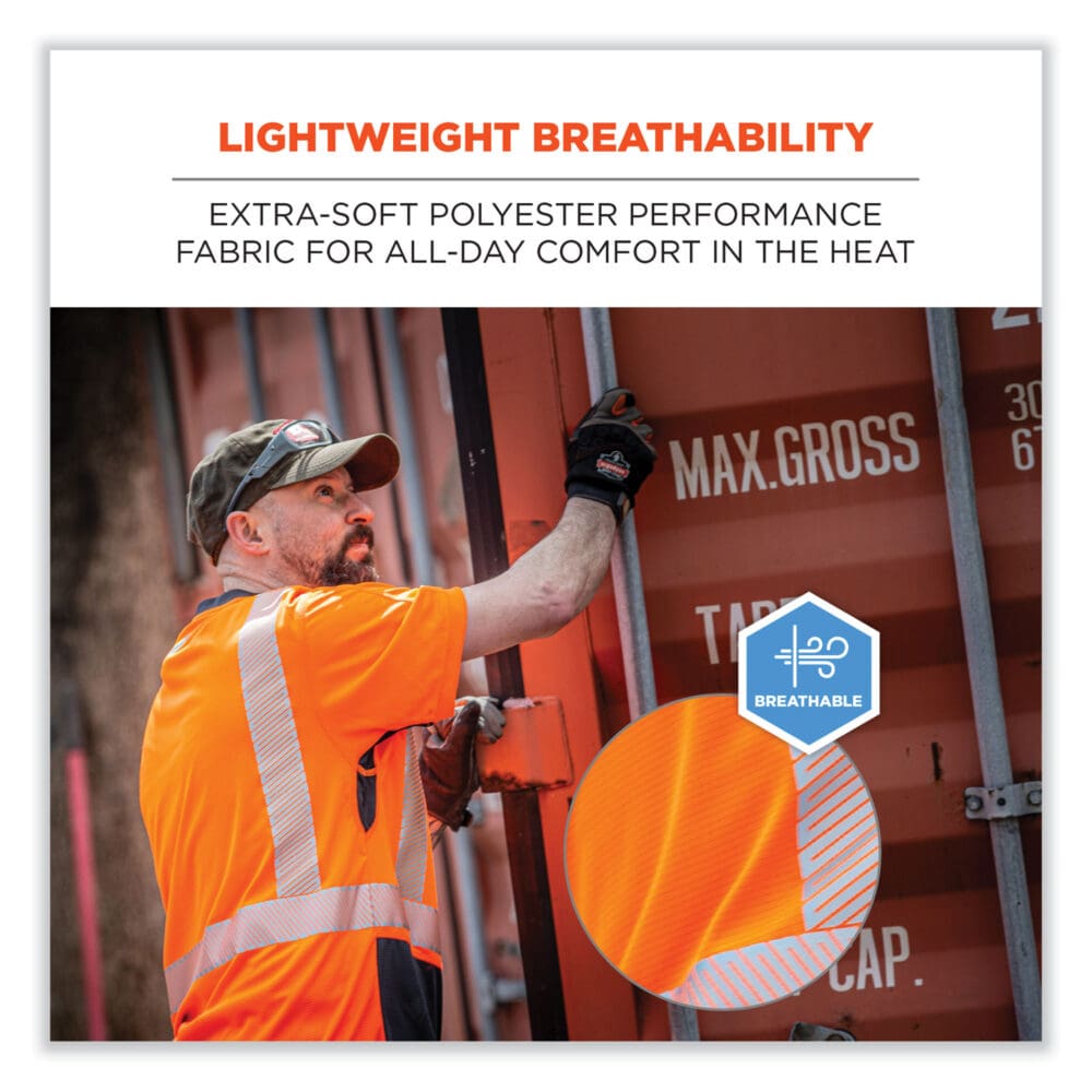 GloWear 8283BK Class 2 Lightweight Performance Hi-Vis T-Shirt, Polyester, X-Large, Orange, Ships in 1-3 Business Days - Image 2