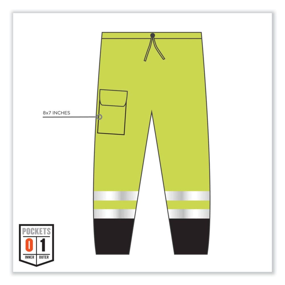 GloWear 8910BK Class E Hi-Vis Pants with Black Bottom, Polyester, 4X-Large/5X-Large, Lime, Ships in 1-3 Business Days - Image 3