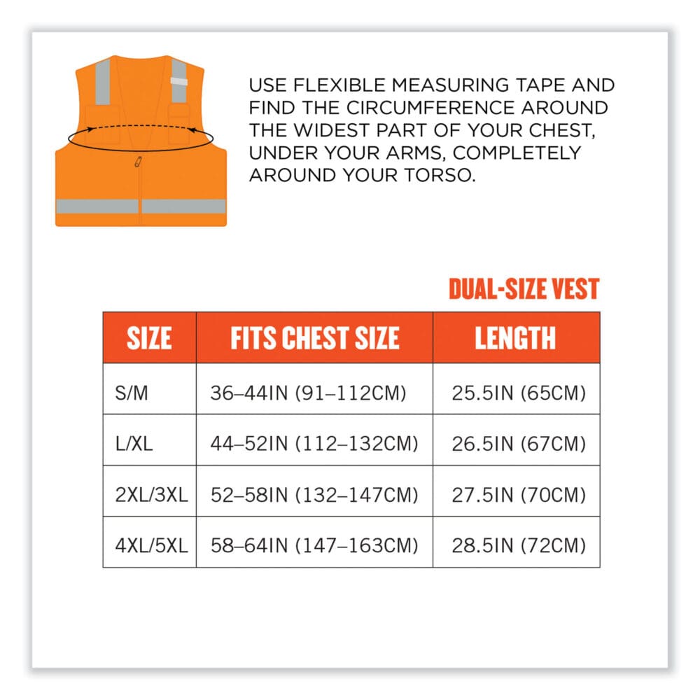 GloWear 8249Z Class 2 Economy Surveyors Zipper Vest, Polyester, 2X-Large/3X-Large, Orange, Ships in 1-3 Business Days - Image 8