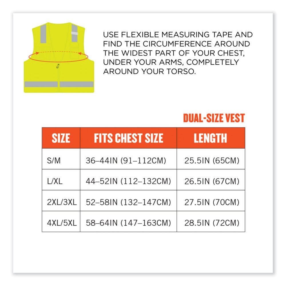 GloWear 8249Z Class 2 Economy Surveyors Zipper Vest, Polyester, Large/X-Large, Lime, Ships in 1-3 Business Days - Image 8