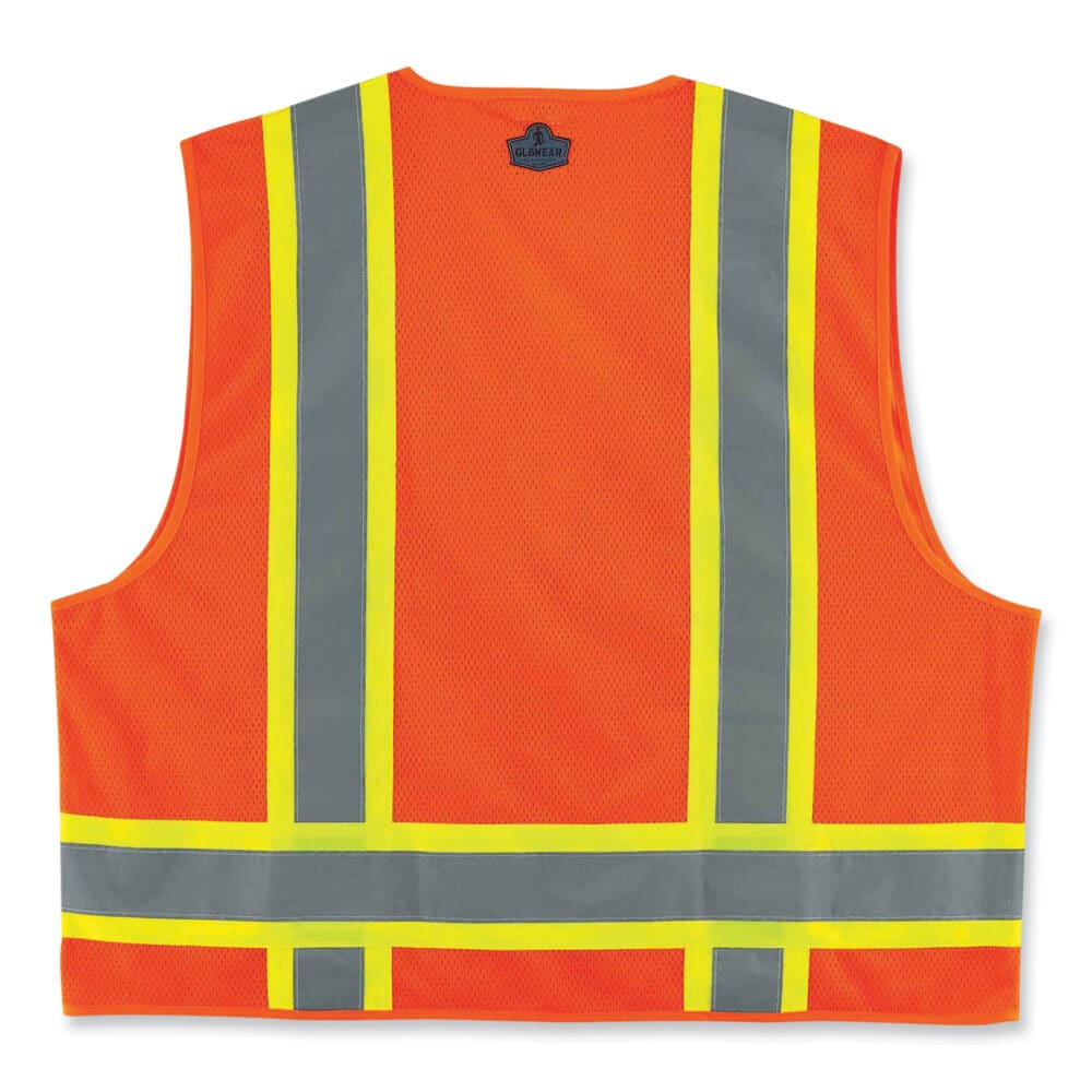 GloWear 8248Z Class 2 Two-Tone Surveyors Zipper Vest, Polyester, Large/X-Large, Orange, Ships in 1-3 Business Days - Image 4