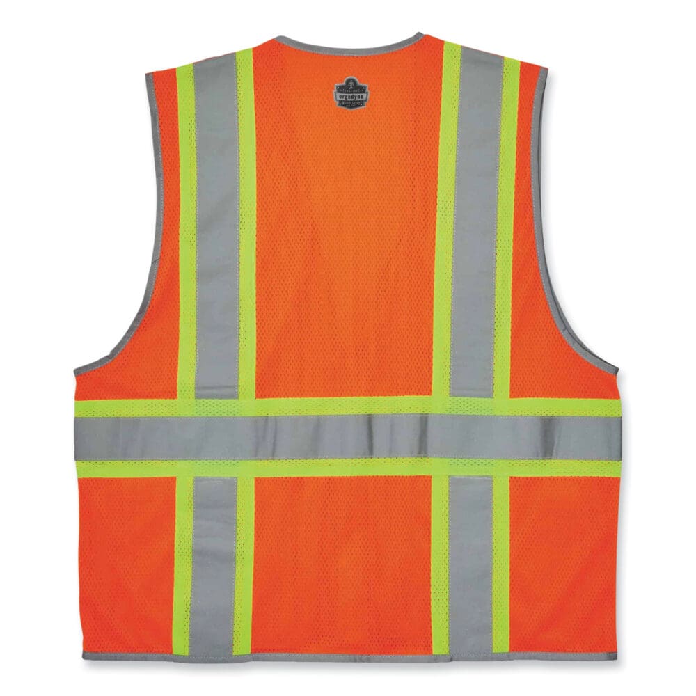 GloWear 8246Z Class 2 Two-Tone Mesh Reflective Binding Zipper Vest, Polyester, Large/XL, Orange, Ships in 1-3 Business Days - Image 3