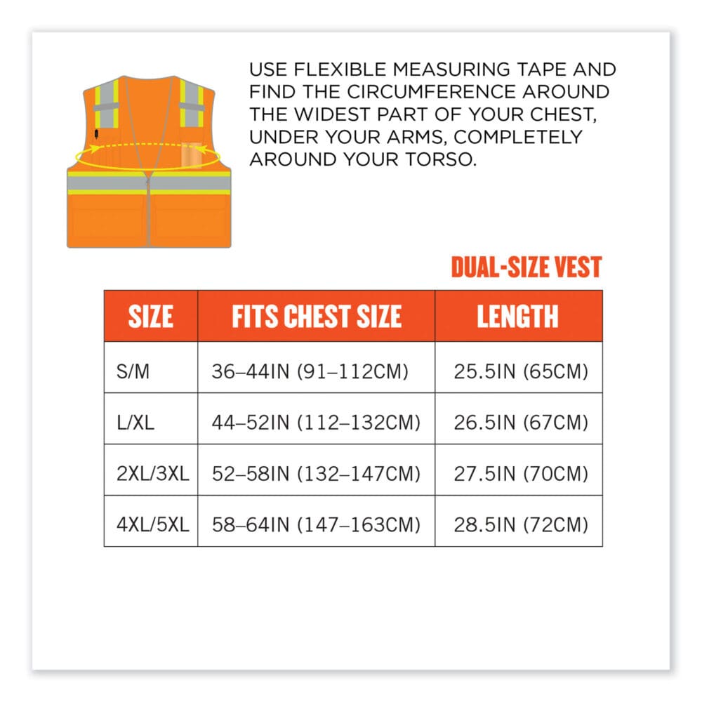 GloWear 8246Z Class 2 Two-Tone Mesh Reflective Binding Zipper Vest, Polyester, 2XL/3XL, Orange, Ships in 1-3 Business Days - Image 8