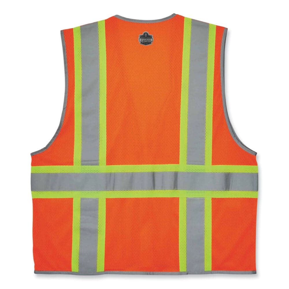 GloWear 8246Z Class 2 Two-Tone Mesh Reflective Binding Zipper Vest, Polyester, 4XL/5XL, Orange, Ships in 1-3 Business Days - Image 2