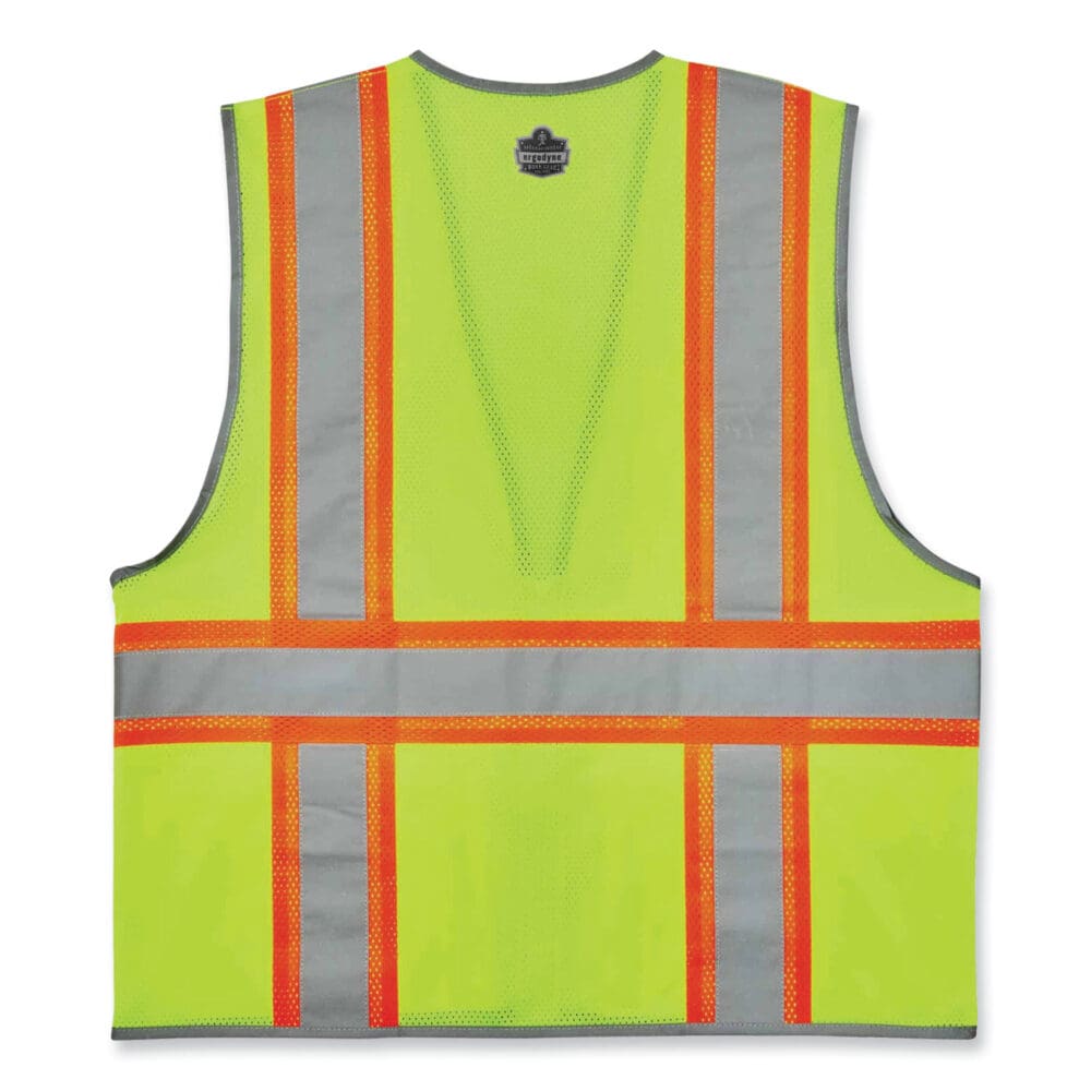 GloWear 8246Z Class 2 Two-Tone Mesh Reflective Binding Zipper Vest, Polyester, 4X-Large/5XL, Lime, Ships in 1-3 Business Days - Image 8