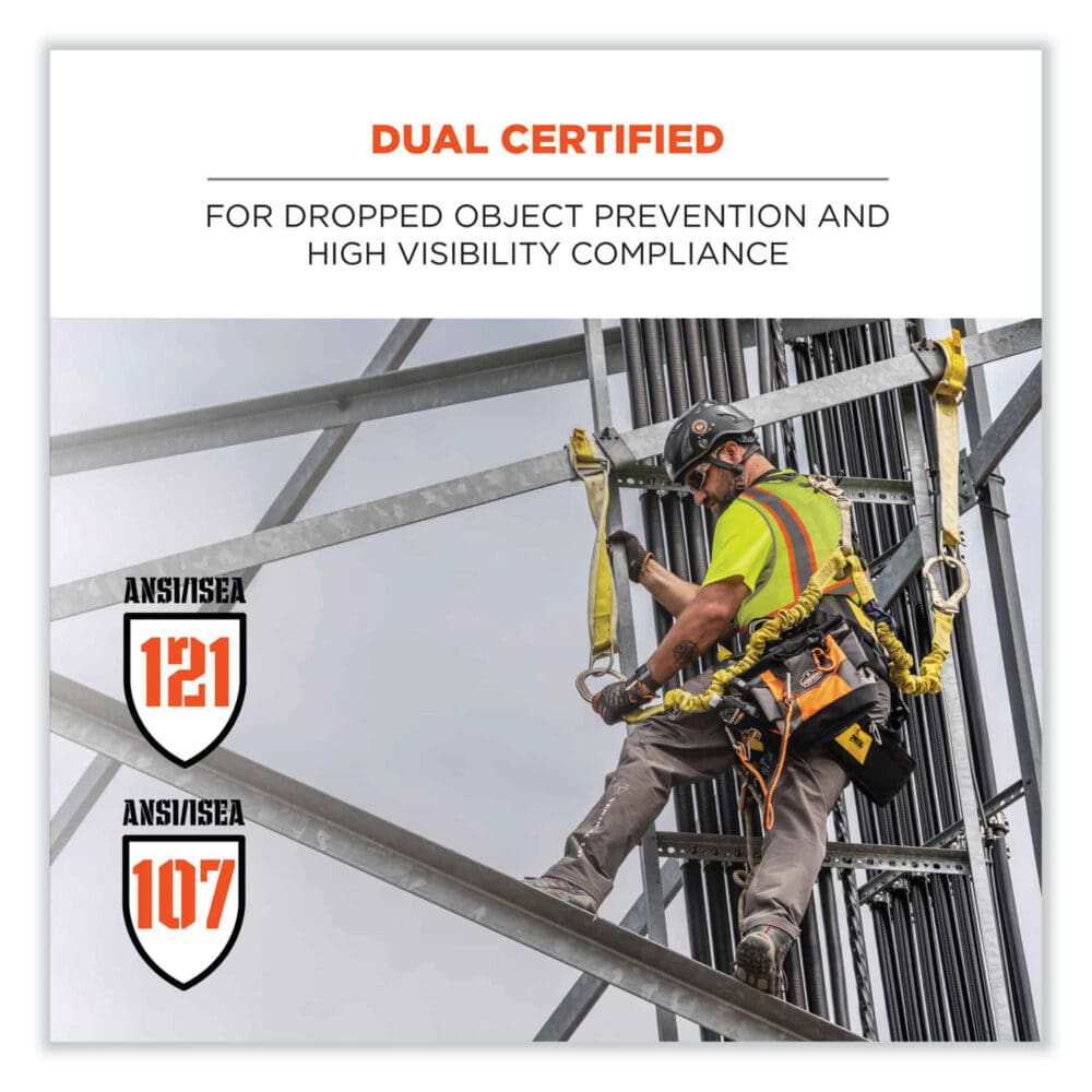 GloWear 8231TV Class 2 Hi-Vis Tool Tethering Safety Vest, Polyester, Small/Medium, Lime, Ships in 1-3 Business Days - Image 3
