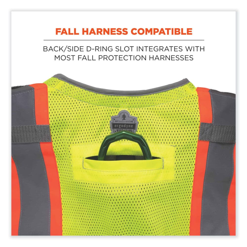 GloWear 8231TV Class 2 Hi-Vis Tool Tethering Safety Vest, Polyester, Small/Medium, Lime, Ships in 1-3 Business Days - Image 5