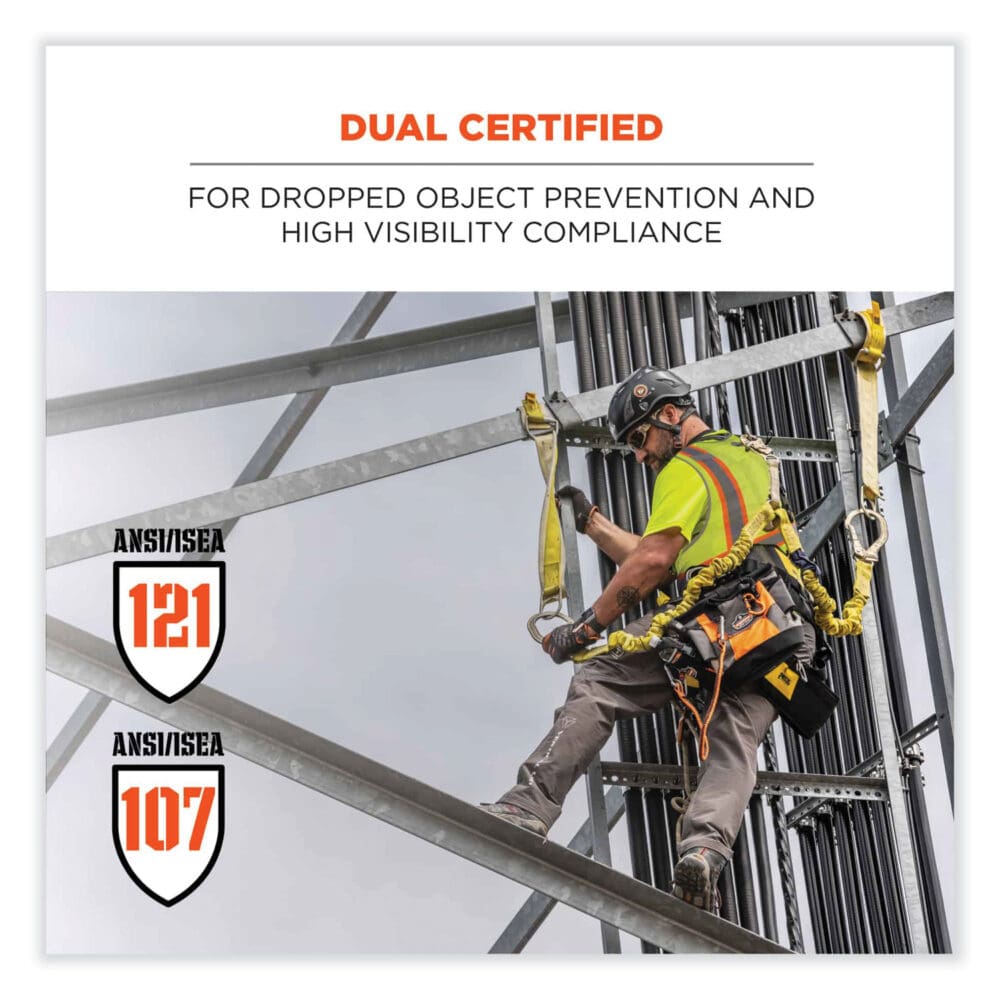 GloWear 8231TV Class 2 Hi-Vis Tool Tethering Safety Vest, Polyester, 2X-Large/3X-Large, Lime, Ships in 1-3 Business Days - Image 2