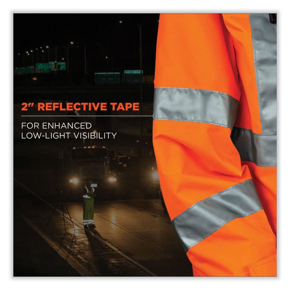 GloWear 8365 Class 3 Hi-Vis Rain Jacket, Polyester, Large, Orange, Ships in 1-3 Business Days - Image 5