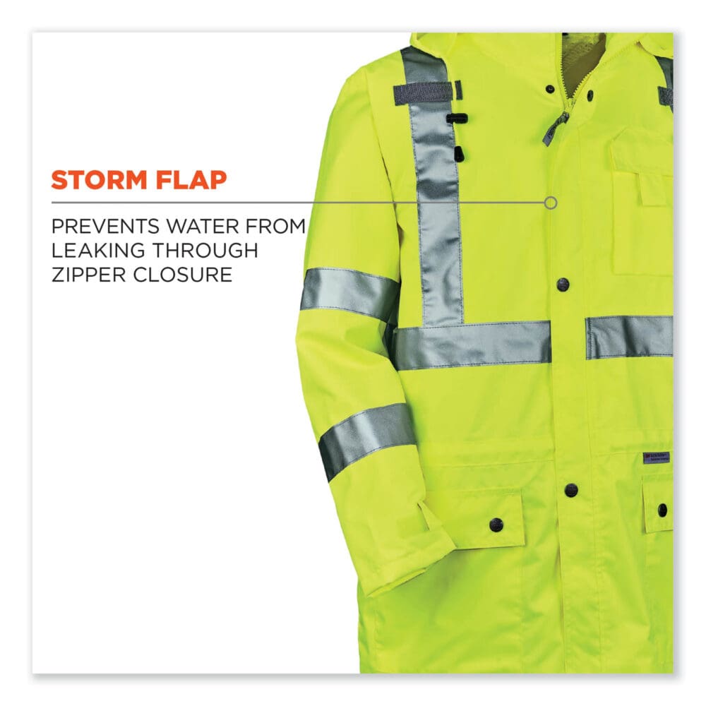 GloWear 8365 Class 3 Hi-Vis Rain Jacket, Polyester, Small, Lime, Ships in 1-3 Business Days - Image 4