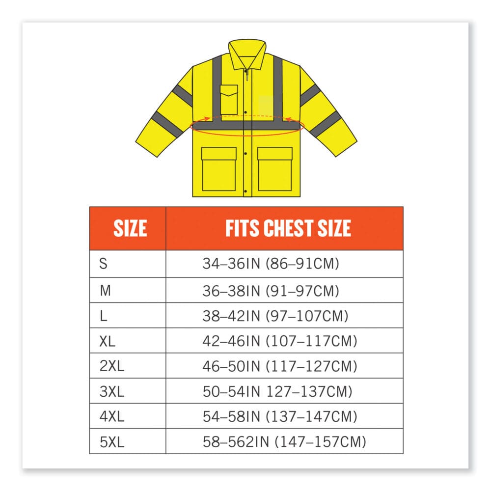 GloWear 8365 Class 3 Hi-Vis Rain Jacket, Polyester, Small, Lime, Ships in 1-3 Business Days - Image 8