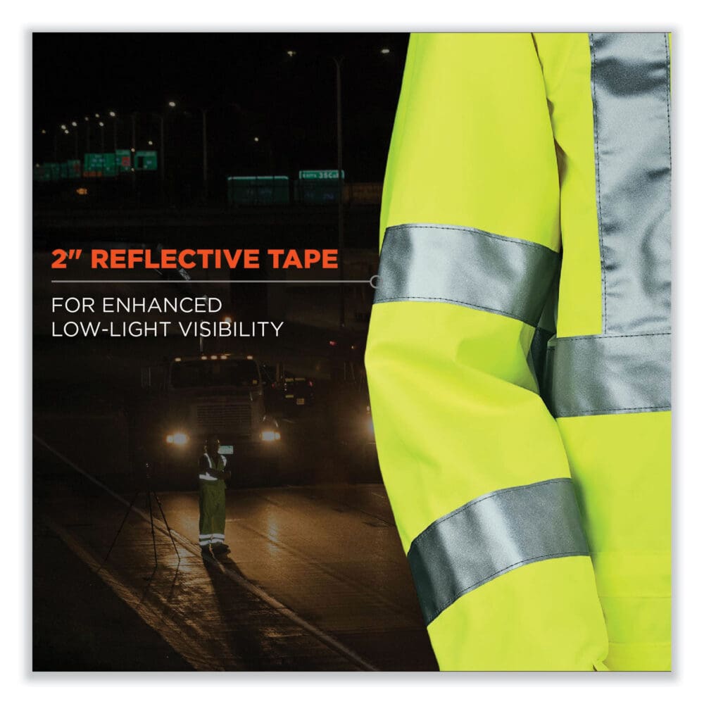 GloWear 8365 Class 3 Hi-Vis Rain Jacket, Polyester, X-Large, Lime, Ships in 1-3 Business Days - Image 5