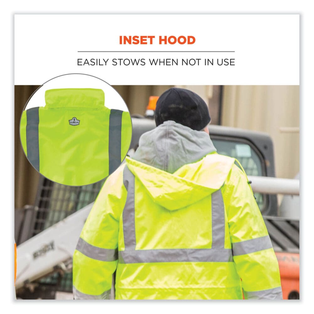 GloWear 8365 Class 3 Hi-Vis Rain Jacket, Polyester, X-Large, Lime, Ships in 1-3 Business Days - Image 6