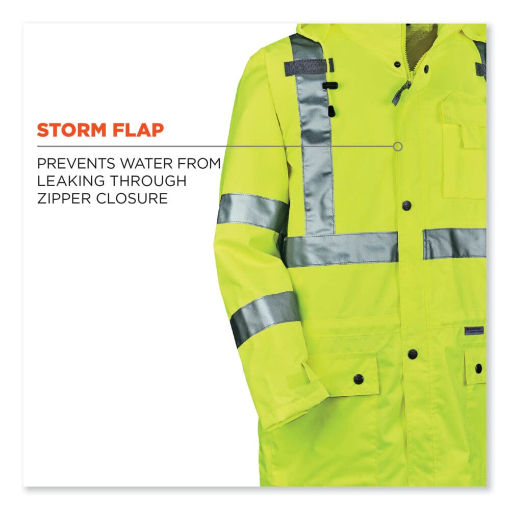 GloWear 8365 Class 3 Hi-Vis Rain Jacket, Polyester, 2X-Large, Lime, Ships in 1-3 Business Days - Image 4