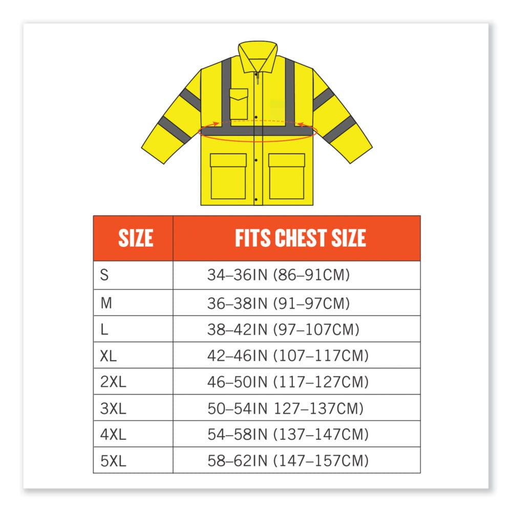 GloWear 8365 Class 3 Hi-Vis Rain Jacket, Polyester, 2X-Large, Lime, Ships in 1-3 Business Days - Image 8