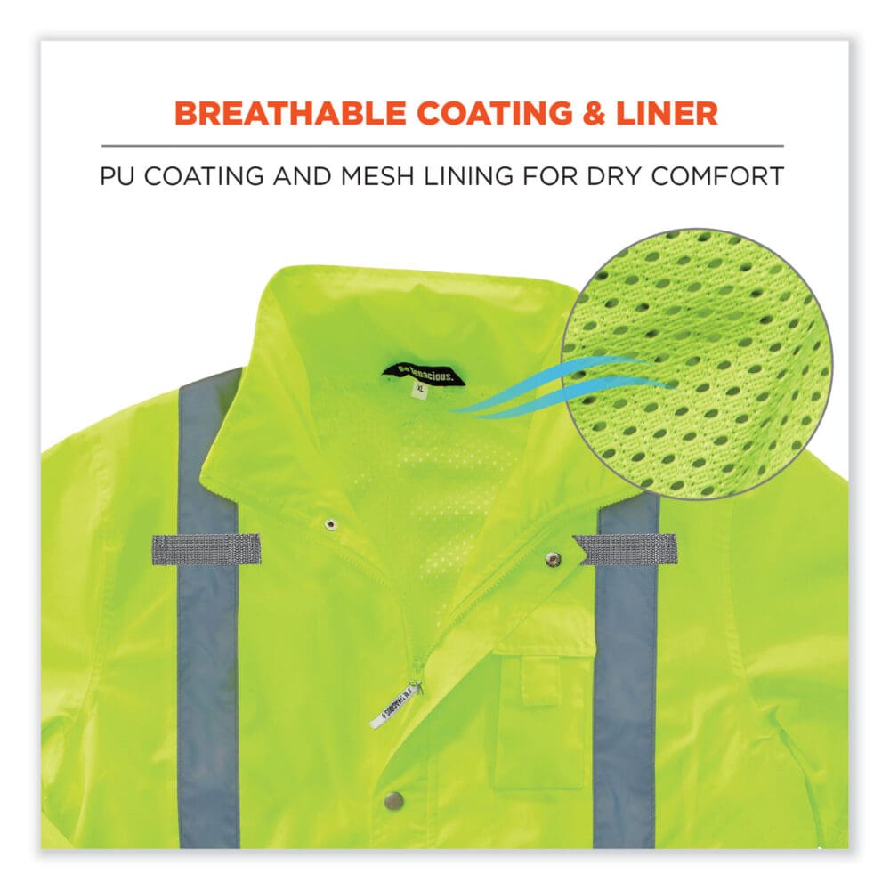 GloWear 8365 Class 3 Hi-Vis Rain Jacket, Polyester, 4X-Large, Lime, Ships in 1-3 Business Days - Image 3