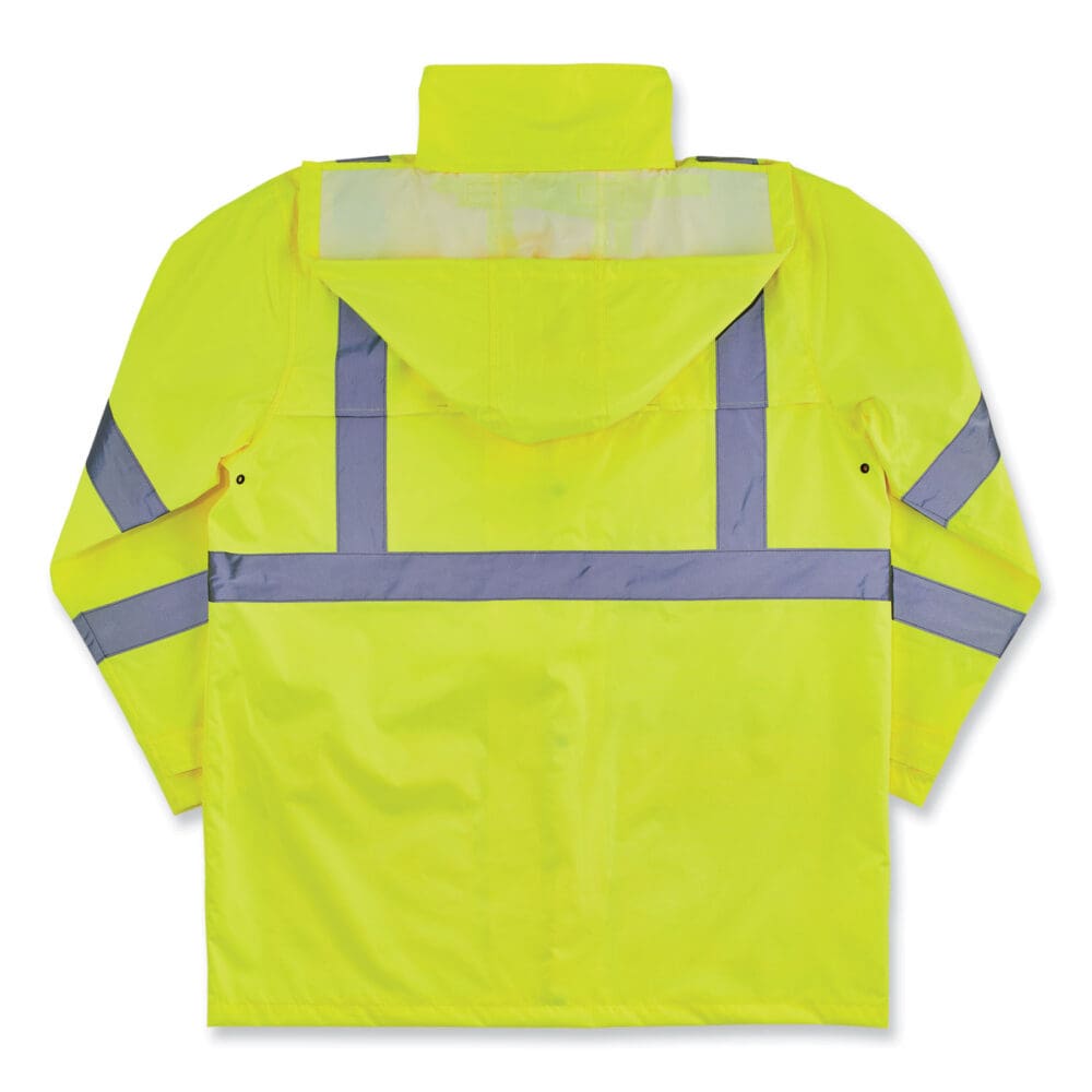 GloWear 8366 Class 3 Lightweight Hi-Vis Rain Jacket, Polyester, Small, Lime, Ships in 1-3 Business Days - Image 8
