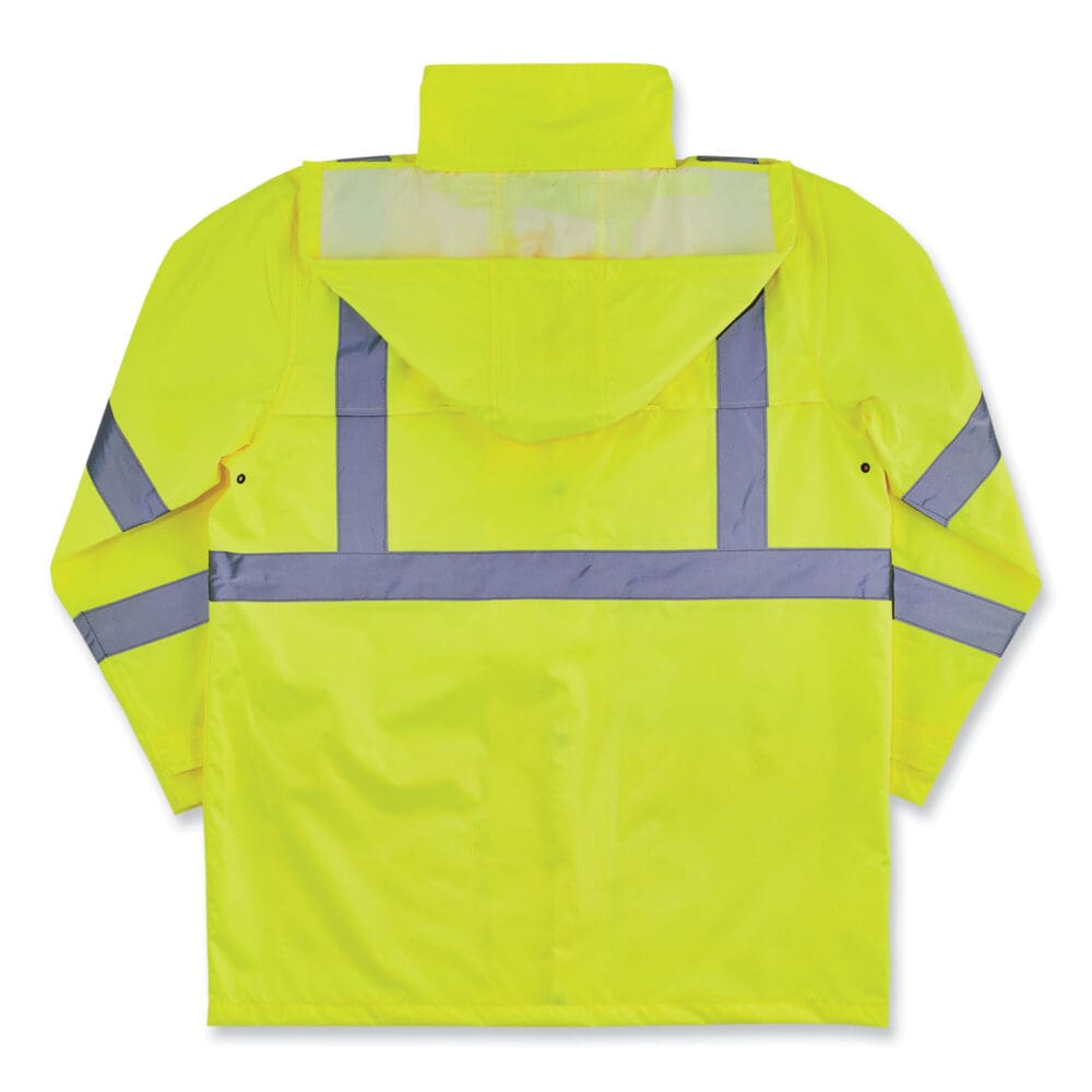 GloWear 8366 Class 3 Lightweight Hi-Vis Rain Jacket, Polyester, Medium, Lime, Ships in 1-3 Business Days - Image 8