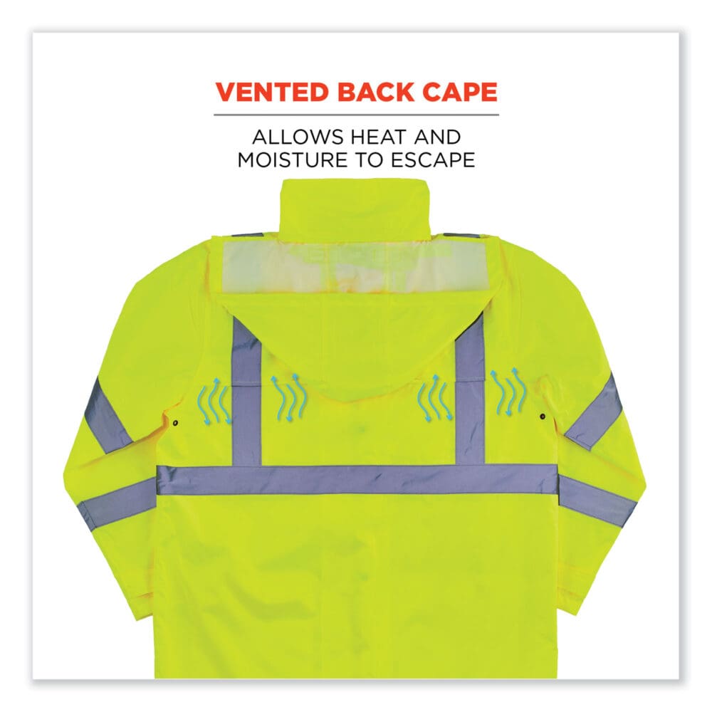 GloWear 8366 Class 3 Lightweight Hi-Vis Rain Jacket, Polyester, Medium, Lime, Ships in 1-3 Business Days - Image 3