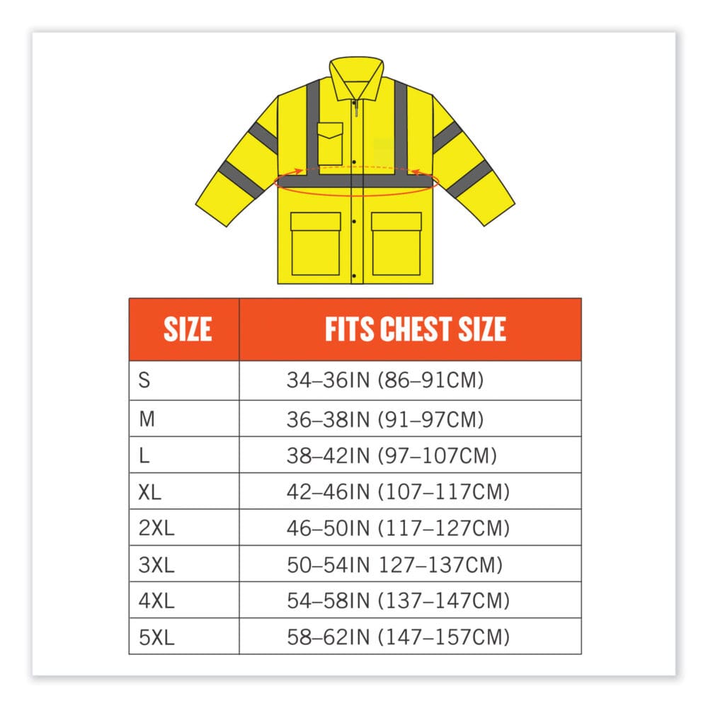 GloWear 8366 Class 3 Lightweight Hi-Vis Rain Jacket, Polyester, Medium, Lime, Ships in 1-3 Business Days - Image 7