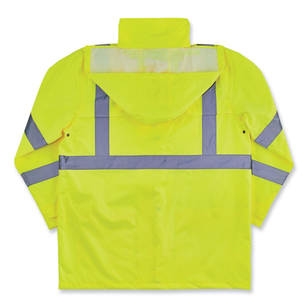 GloWear 8366 Class 3 Lightweight Hi-Vis Rain Jacket, Polyester, 2X-Large, Lime, Ships in 1-3 Business Days - Image 2