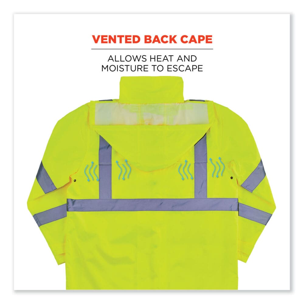 GloWear 8366 Class 3 Lightweight Hi-Vis Rain Jacket, Polyester, 2X-Large, Lime, Ships in 1-3 Business Days - Image 4