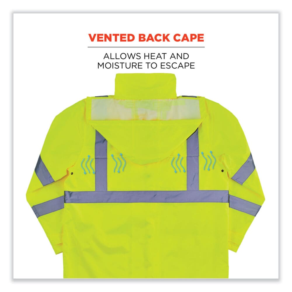 GloWear 8366 Class 3 Lightweight Hi-Vis Rain Jacket, Polyester, 3X-Large, Lime, Ships in 1-3 Business Days - Image 3