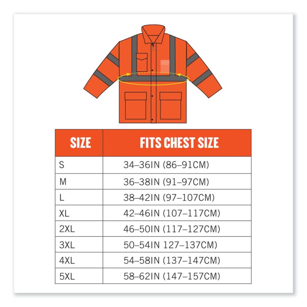 GloWear 8366 Class 3 Lightweight Hi-Vis Rain Jacket, Polyester, Large, Orange, Ships in 1-3 Business Days - Image 7
