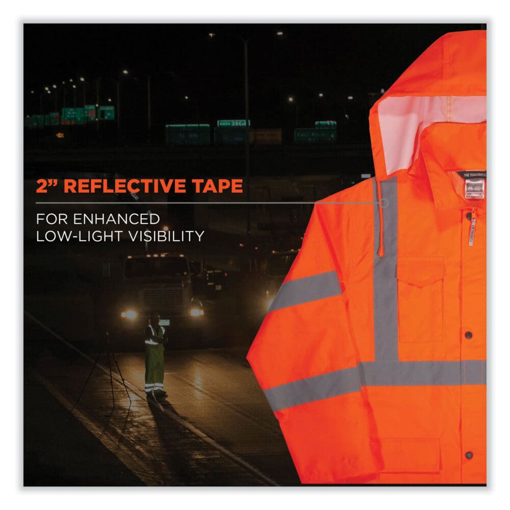 GloWear 8366 Class 3 Lightweight Hi-Vis Rain Jacket, Polyester, 5X-Large, Orange, Ships in 1-3 Business Days - Image 6
