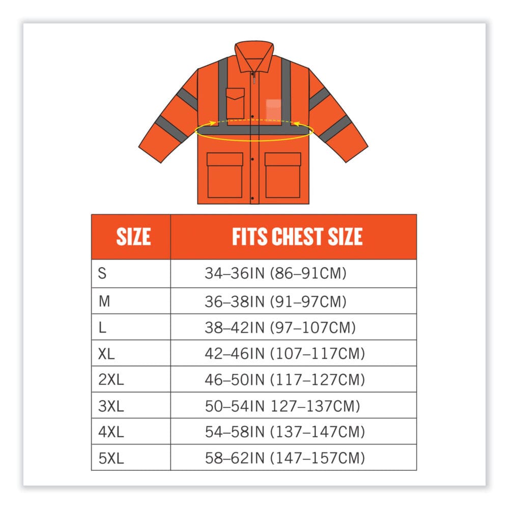 GloWear 8366 Class 3 Lightweight Hi-Vis Rain Jacket, Polyester, 5X-Large, Orange, Ships in 1-3 Business Days - Image 7