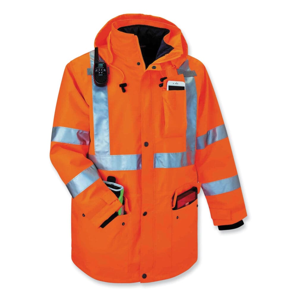 GloWear 8385 Class 3 Hi-Vis 4-in-1 Jacket, Large, Orange, Ships in 1-3 Business Days - Image 3