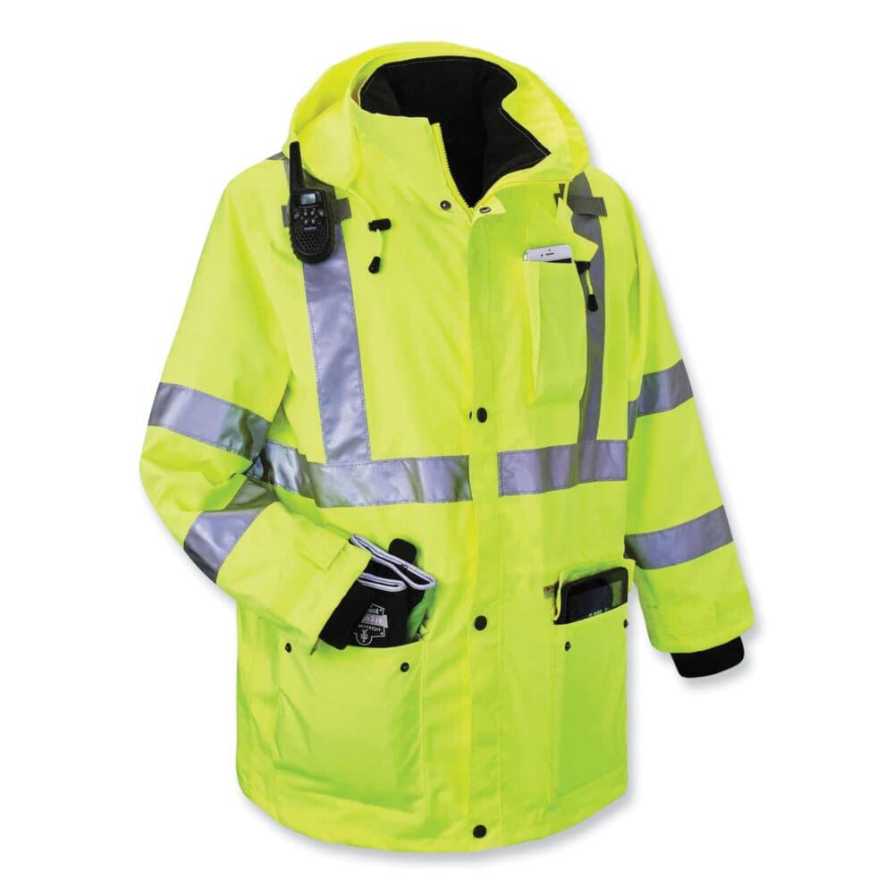 GloWear 8385 Class 3 Hi-Vis 4-in-1 Jacket, Large, Lime, Ships in 1-3 Business Days - Image 3