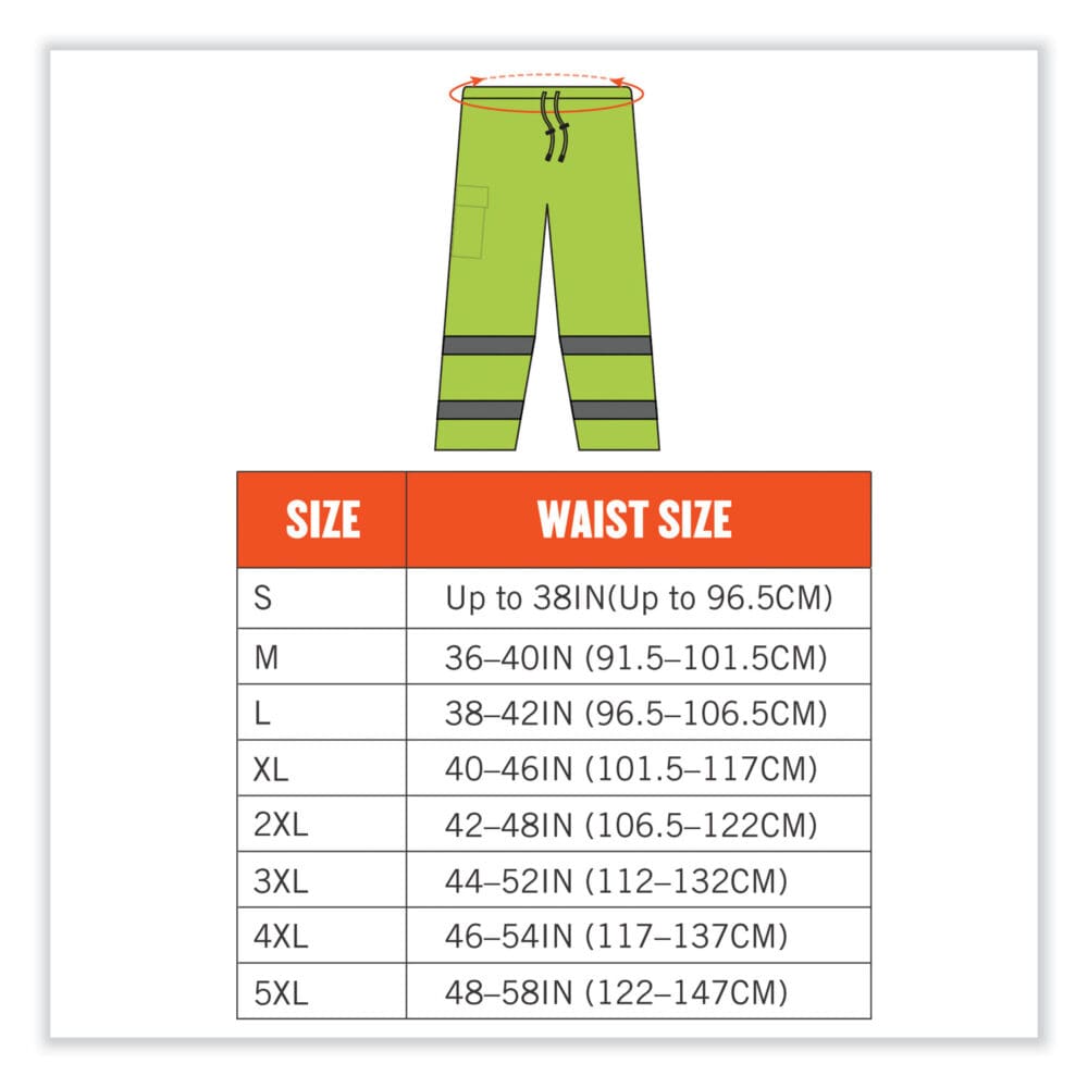 GloWear 8915 Class E Hi-Vis Rain Pants, Large, Lime, Ships in 1-3 Business Days - Image 6