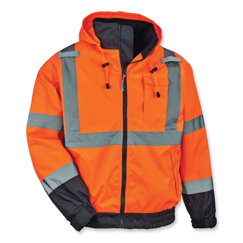 GloWear 8379 Class 3 Hi-Vis Fleece Lined Bomber Jacket, Orange, Large, Ships in 1-3 Business Days - Image 4