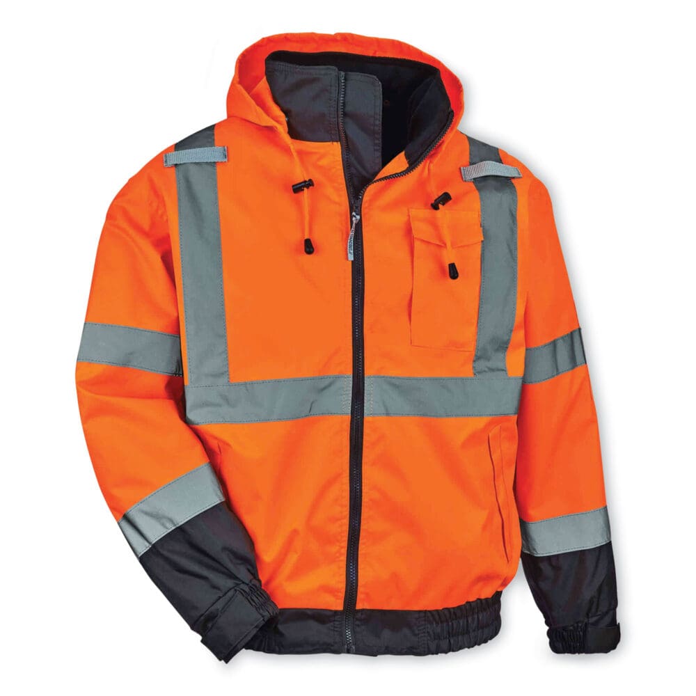 GloWear 8379 Class 3 Hi-Vis Fleece Lined Bomber Jacket, Orange, X-Large, Ships in 1-3 Business Days - Image 4