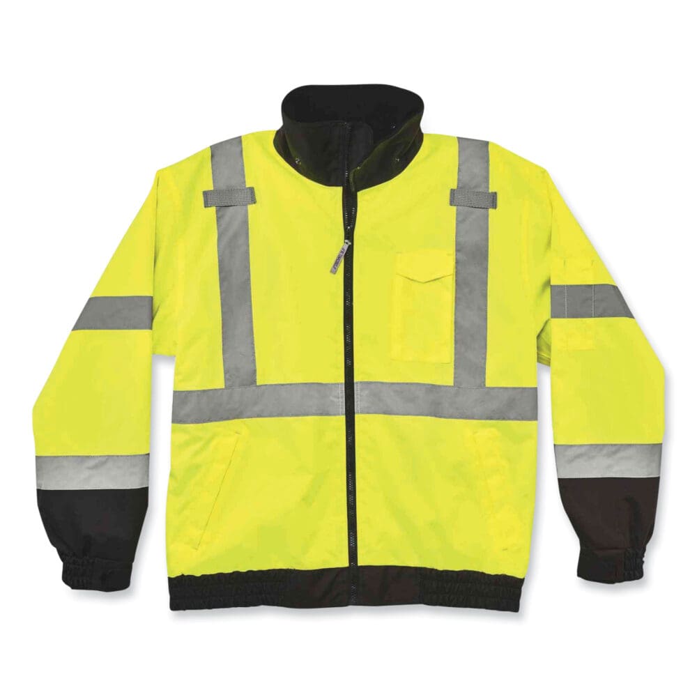 GloWear 8379 Class 3 Hi-Vis Fleece Lined Bomber Jacket, Lime, 3X-Large, Ships in 1-3 Business Days - Image 2