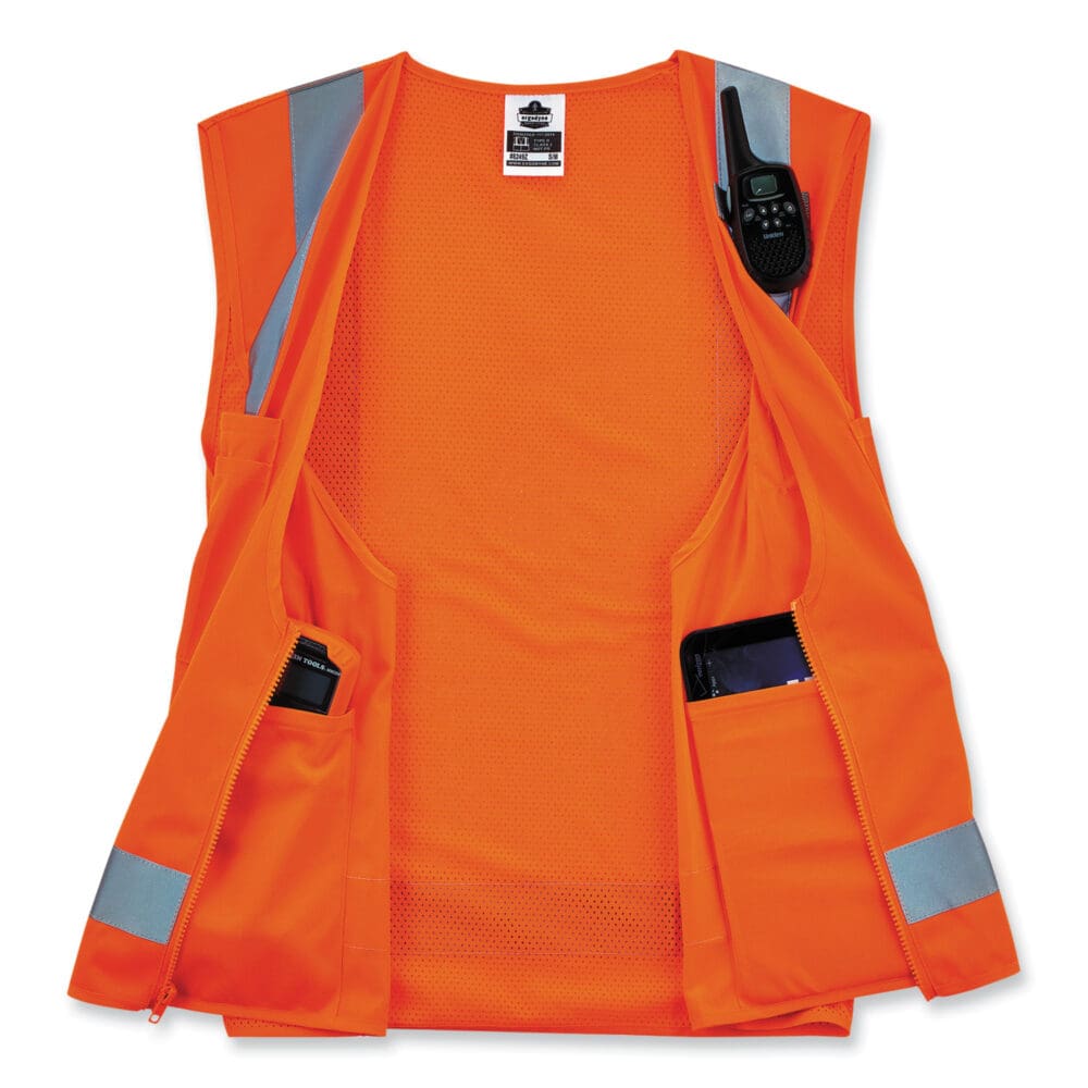 GloWear 8249Z-S Single Size Class 2 Economy Surveyors Zipper Vest, Polyester, Medium, Orange, Ships in 1-3 Business Days - Image 10