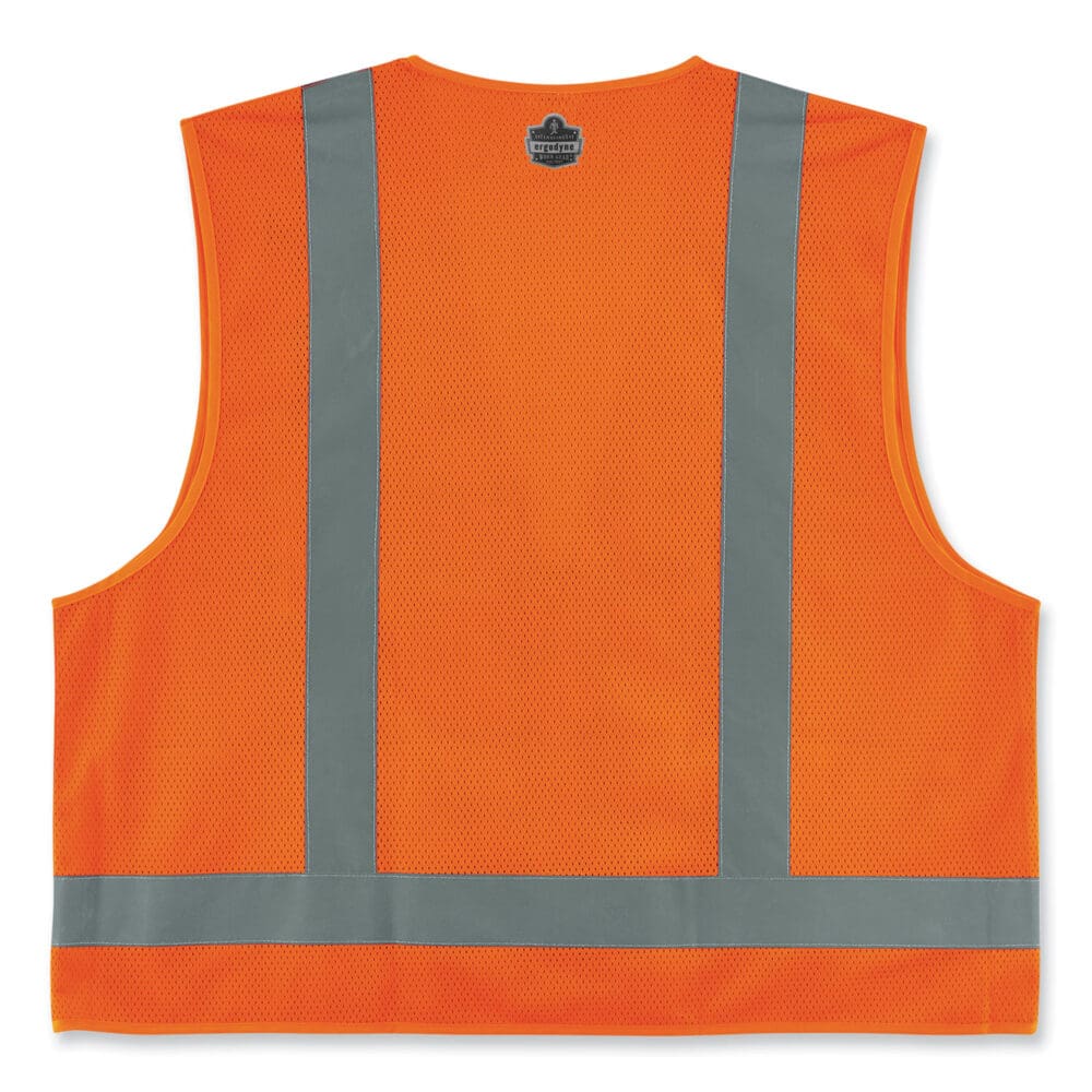 GloWear 8249Z-S Single Size Class 2 Economy Surveyors Zipper Vest, Polyester, 4X-Large, Orange, Ships in 1-3 Business Days - Image 2
