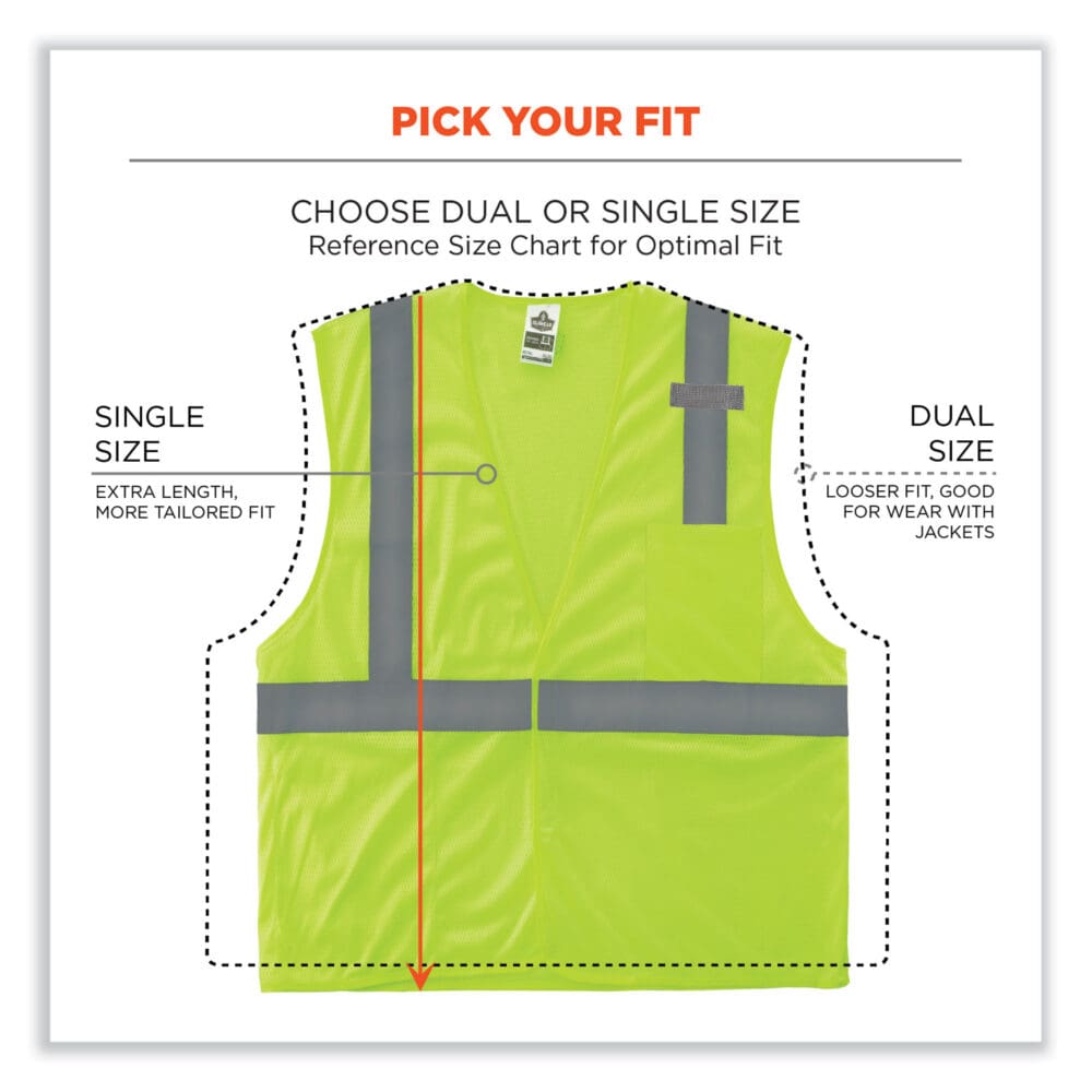 GloWear 8210HL-S Single Size Class 2 Economy Mesh Vest, Polyester, Medium, Lime, Ships in 1-3 Business Days - Image 7