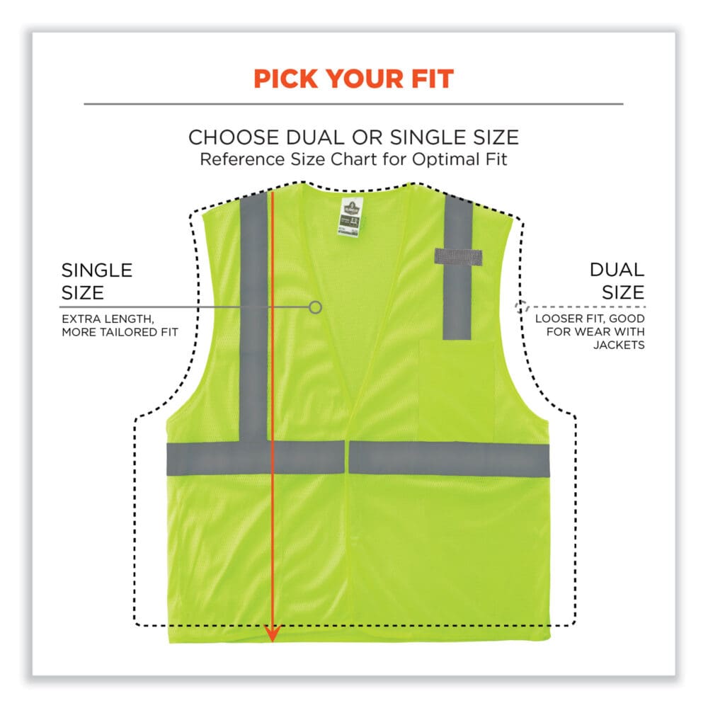 GloWear 8210HL-S Single Size Class 2 Economy Mesh Vest, Polyester, 3X-Large, Lime, Ships in 1-3 Business Days - Image 6