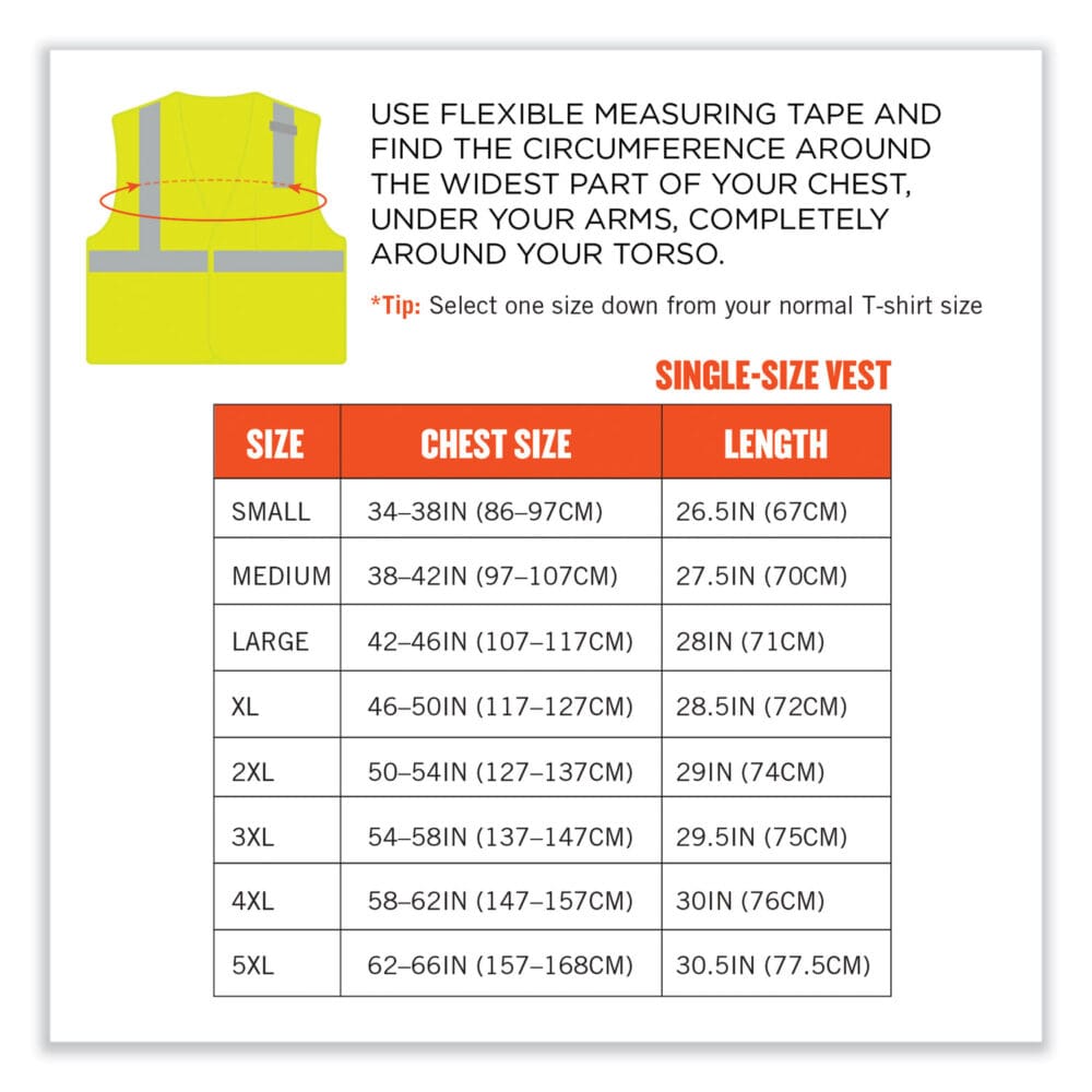 GloWear 8210HL-S Single Size Class 2 Economy Mesh Vest, Polyester, 3X-Large, Lime, Ships in 1-3 Business Days - Image 7
