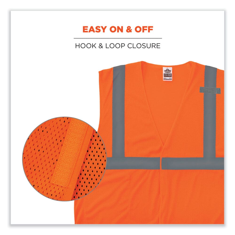 GloWear 8210HL-S Single Size Class 2 Economy Mesh Vest, Polyester, X-Small, Orange, Ships in 1-3 Business Days - Image 6