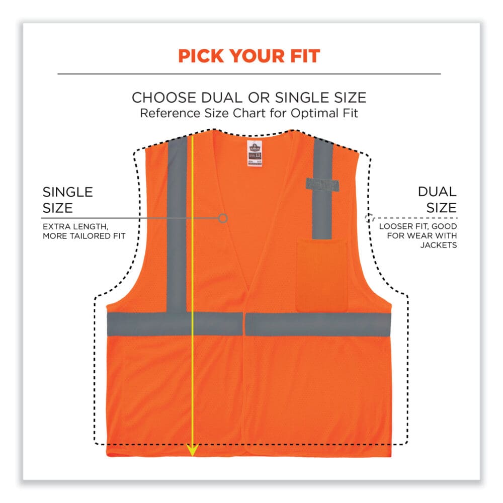 GloWear 8210HL-S Single Size Class 2 Economy Mesh Vest, Polyester, X-Small, Orange, Ships in 1-3 Business Days - Image 7