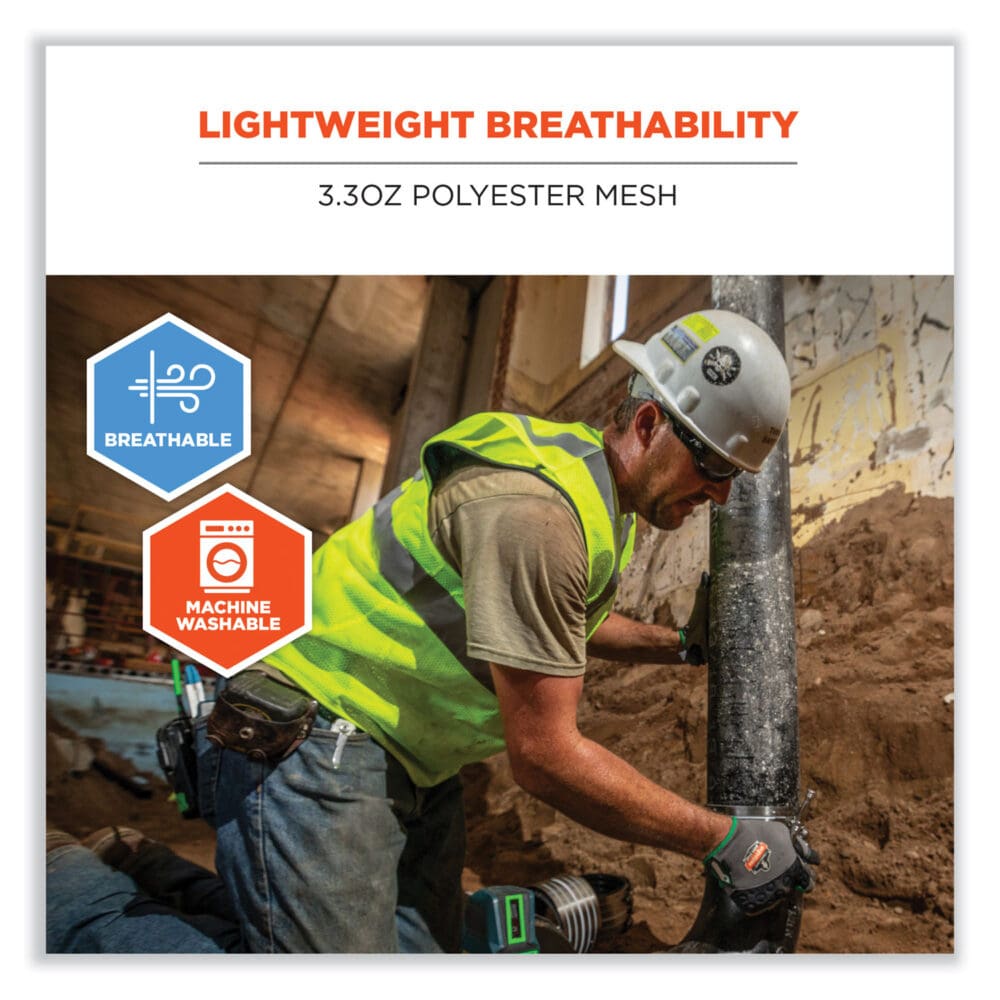 GloWear 8210HL-S Single Size Class 2 Economy Mesh Vest, Polyester, Medium, Orange, Ships in 1-3 Business Days - Image 4