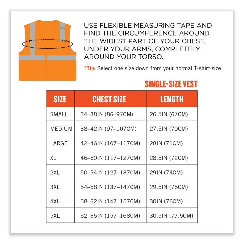 GloWear 8210HL-S Single Size Class 2 Economy Mesh Vest, Polyester, Medium, Orange, Ships in 1-3 Business Days - Image 7
